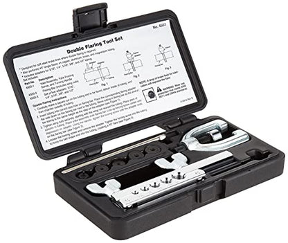 OTC 4503 Double Flaring Tool Kit - Create Double or Single Flares in Copper, Aluminum, Soft Steel Brake Line, and Brass Tubing (to 45 Degrees); Includes 5 Adapters 3/16"(4.8mm) through 1/2" (12.7mm)