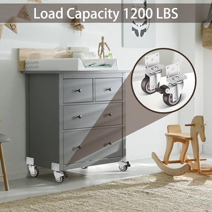 Nefish 2 Inch Side Mount Casters 8 Pack, L-Shaped TPR Rubber Caster Set of 8, Ball Bearing 360 Degree Plate Swivel Castors Wheel, Corner Castors Wheels for Furniture, Baby Bed, Kitchen, Cabinet, Table - style: 2 IN L-Shaped (8 Pack)