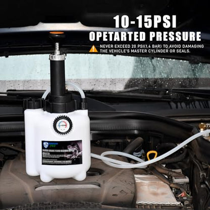 SMOTIVEPRO Manual Brake Bleeder Kit, 3L One Man Brake Bleeding Kit | 45mm Adapter for Most European Brake Master Cylinder Reservoirs, Professional Brake Fluid Bleeding - size: 45mm Adapter for BMW/Audi/VW/Mercedes