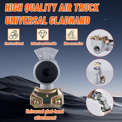 Truck Tire Inflator Kit, 3/8" x 50 ft Hybrid Air Hose with 1/2" Universal Gladhand Connection & 1/4" Dual Foot Chuck & Air Plug, Air Hose Tire Inflator Kit for Semi Truck (350psi max working pressure)