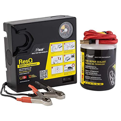 AIRMAN Flat Tire Repair Kit - ResQ Max Tire Mobility Kit Inflator 2.0 with Valve Through Sealant - Great for SUV, Pick-Up Mini Van Crossover Vehicles and More - size: Standard