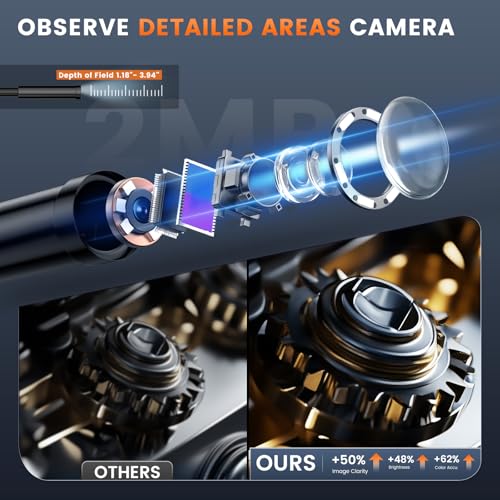 50FT Endoscope Camera with Light, Oiiwak Snake Borescope Endoscope Inspection Camera for Pipe Sewer Drain Plumbing Inspection 1080P HD 4.3" IPS Screen IP67 Waterproof - style: Singlel Lens-8.5mm