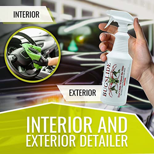 BugSlide 32 Oz Car Detailing Kit with Microfiber Towel – Exterior or Interior Car Cleaner and Waterless Detailer Spray – Clean, Polish, Shine, and Degrease, Never Wax Again – Easy to Use - size: 32 Oz Car Detailing Kit