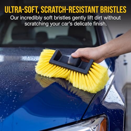 2 Pack Car Wash Brush Head, 10'' Car Wash Scrubber with Soft Bristle | Car Cleaning Brush Exterior Vehicle Wash Equipment Replacement for Auto RV Truck Boat Camper, Yellow