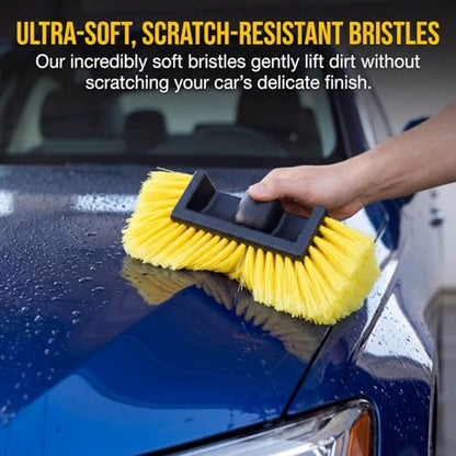 2 Pack Car Wash Brush Head, 10'' Car Wash Scrubber with Soft Bristle | Car Cleaning Brush Exterior Vehicle Wash Equipment Replacement for Auto RV Truck Boat Camper, Yellow