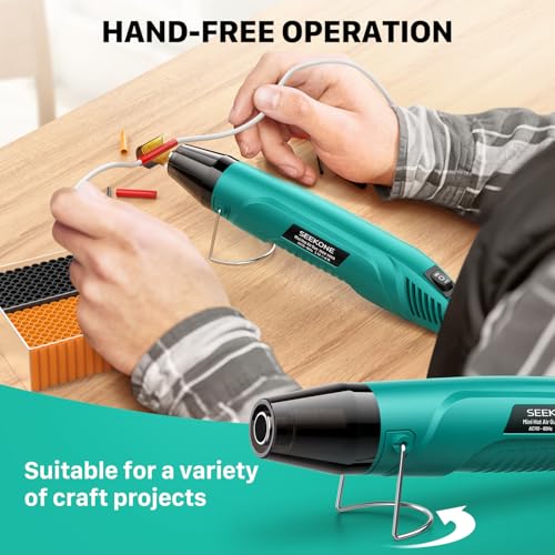 SEEKONE 350W Mini Heat Gun, Dual-Temp Model 500℉ & 842℉（260℃ & 450℃）Fast Heat Hot Air Gun with Overheat Protection and Reflector Nozzle for Heat Shrinking Tubes, Shaping, PVC Tubing（4.9FT） - color: Blue