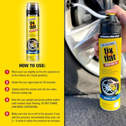 Fix-A-Flat S60369-6PK Aerosol Emergency Flat Tire Repair and Inflator, for X-Large Tires, Eco-Friendly Formula, Universal Fit for All Cars, Trucks and SUVs, 24 oz. (Pack of 6) - size: 24oz 6pk