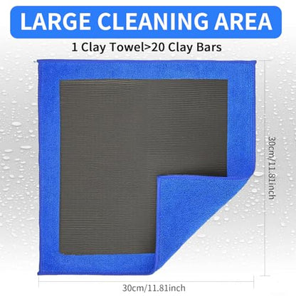 2 Pack Clay Towel Auto Detailing 12 x 12 Inch Fine Grade Clay Bar Towel for Car Detailing Microfiber Car Cloth Cleaner for Cleaning & Release of Paint Contaminants, Blue - color: Blue
