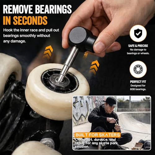Hicarer Skate Bearing Press Tool Portable 8mm 608 Bearing Installer Remover for Inline Roller Skate, Skateboard, Longboard & Kick Scooter Wheel Replacement