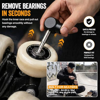 Hicarer Skate Bearing Press Tool Portable 8mm 608 Bearing Installer Remover for Inline Roller Skate, Skateboard, Longboard & Kick Scooter Wheel Replacement