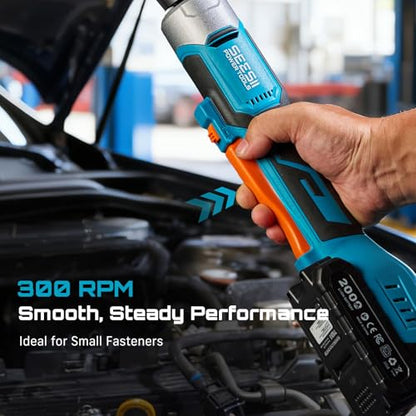 Seesii 3/8" Cordless Ratchet Wrench Set, 60 ft-lbs (80Nm) High Torque Electric Ratchet, 21V Max & 2×2.0Ah Batteries, 300 RPM, Fast Charger, LED Work Light,10–17mm Socket Set, Extension Bar & Case - size: 2 in