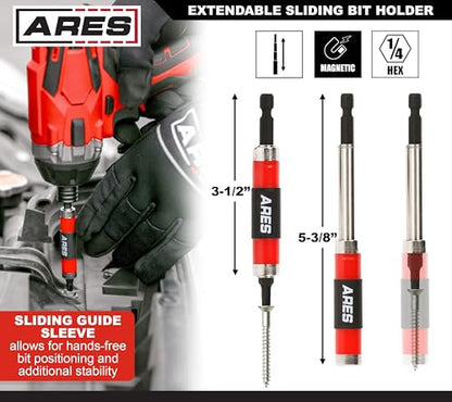 ARES 31022-52-Piece Torsion Power Bit Set with Sliding Bit Holder – Includes Standard and Reduced Philips, SAE Hex, Standard Torx, Slotted, Double-Ended Power, and Square - size: 52-Piece Torsion Power Bit Set with Bit Holder