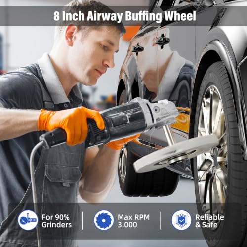 BURMONG 8" Airway Buffing Wheels for 4.5" Angle Grinder, 9PCS Buffer Polisher Wheel for Car, Aluminum Metal Polishing Wheel Pad and Compound Kit for Mirror Finish (5/8" Arbor Hole)