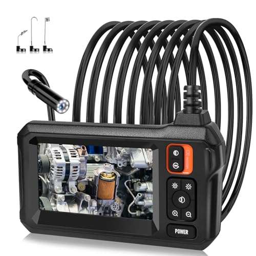 Endoscope Camera with Light, 4.3" Inspection Camera, 1920P HD Borescope Camera with 8 LED Lights, IP67 Waterproof Snake Sewer Camera, 32.8FT Semi-Rigid Cord Drain Pipe Camera Cool Gadgets Tool - size: 32.8FT, style: Single Lens