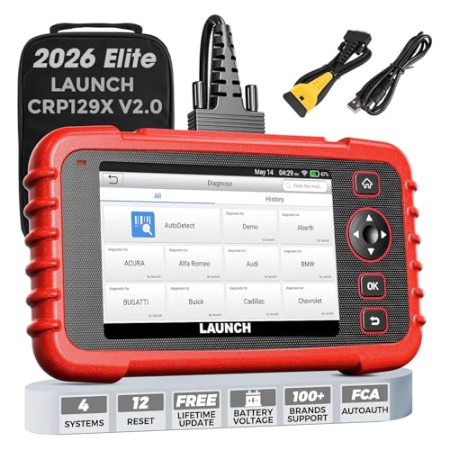 LAUNCH CRP129X V2.0 OBD2 Scanner, 2026 Elite Lifetime Free Update Scan Tool, 12 Reset, Injector Coding, ABS/SRS/TCM/Engine System Diagnostic Scanner, Auto Vin, Car Scanner Diagnostic for All Cars