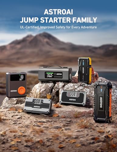 AstroAI S8 Car Battery Jump Starter, Car Jumper Starter Battery Pack for Up to 6.0L Gas & 3.0L Diesel Engines, 12V Portable Jump Box with 3 Modes Flashlight and Jumper Cable(Yellow) - color: Yellow - 1500A (S8)
