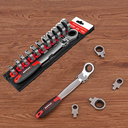 Flex Head Ratcheting Wrench Set, 1/4 to 3/4 Inch Ratchet Wrench Set with Interchangeable Heads for Mechanic Repair - style: SAE