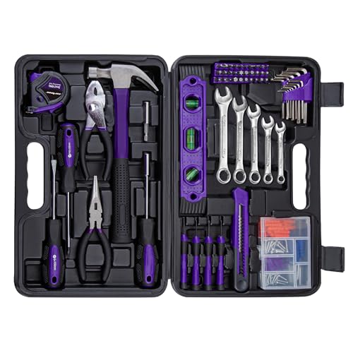 CARTMAN 152-Piece Household Tool Set, Purple Hand Kit With Storage Case Box | Complete tool assortment for home repairs, office fixes, dorm needs, furniture setup, crafting, and everyday household fixes. - color: Purple