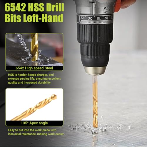 Screw Extractor Set, 14PCS Left-Hand Drill Bit Set, Stripped Screw Extractor Set, Easy Out Bolt Extractor Kit for Removing Damaged Screws, Broken Bolts, Studs - size: 14 Pieces