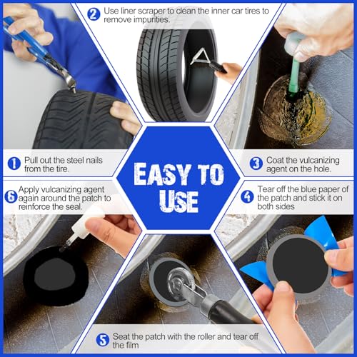Tallew 300 Pcs Heavy Duty Tire Patches Radial Patch Round Fast Repair Cold Tyre Puncture Repair Kit for Car Truck Motorcycle Automobile Bike Inner Tire (42 mm) - size: 42 mm