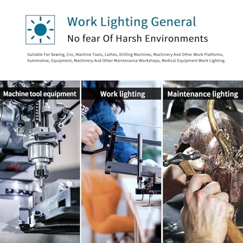 Magnetic Machine Work Light, IP65 Water Proof Flexible Gooseneck Lamp 1000 Lumens 110V for Lathe Milling Drill Press Industrial Lighting… - size: 10W Work Light + Magnetic Base