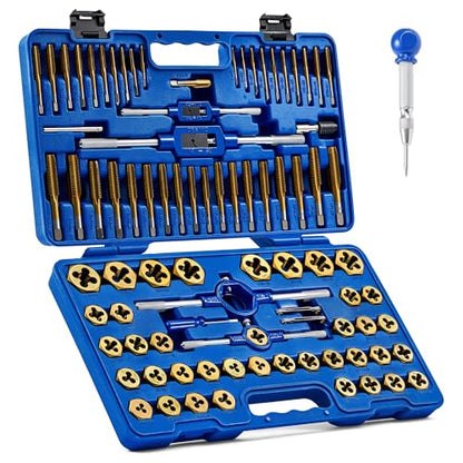 Orion Motor Tech 86pc Tap and Die Set, SAE & Metric Tap Set and Die Tool Set for Internal and External Threading, Coarse and Fine Threading Rethreading Tool Kit with Carrying Case