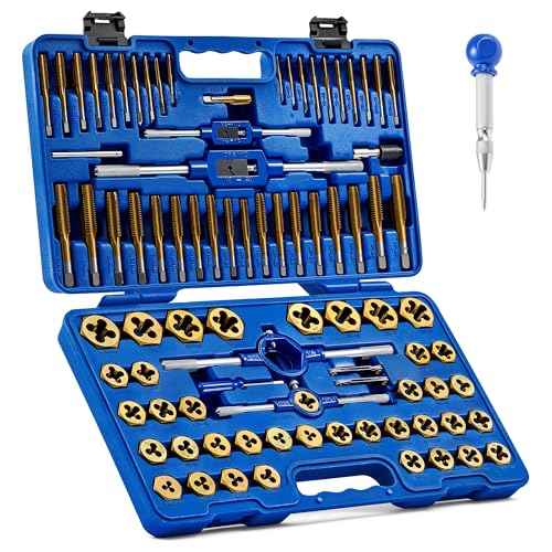 Orion Motor Tech 86pc Tap and Die Set, SAE & Metric Tap Set and Die Tool Set for Internal and External Threading, Coarse and Fine Threading Rethreading Tool Kit with Carrying Case