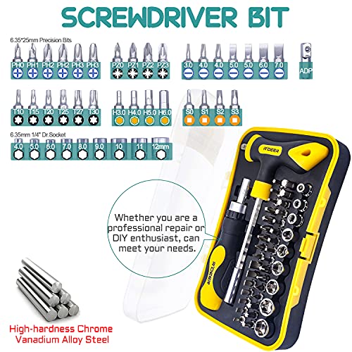 43 in 1 Ratchet Screwdriver Set R'deer T-handle Multifunction Nut Driver Socket Manual Repair Tools Kit