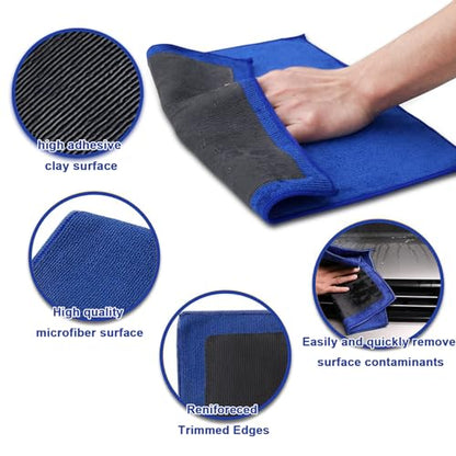 Clay Towel 2 Pack Auto Detailing - Fine Grade Microfiber Car Chamois Towel - DIY Detail Clay Bar Alternative - color: Blue, size: 2 Pack
