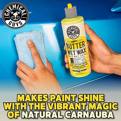 Chemical Guys, Butter Wet Wax, Deep Wet Shine Liquid Car Wax, Banana, 16 oz | Spreadable liquid wax adds a deep wet gloss on any paint color, wipes on and off easily, sweet banana scent