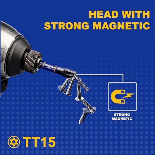 Geinxurn 2 In. Security T15 Impact Magnetic Screwdriver Bit Set, 51 Pieces #15 Torx Head Power Bit Set, S2 Alloy Steel Hollow Star Bit Set with 1 Pcs Impact Bit Holder - size: 2"-51PCS, style: TT15
