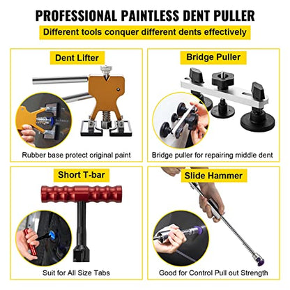 VEVOR Dent Puller Kit, 116 PCS Paintless Dent Repair Kit with Remover Tools, Golden Lifter & Glue Tabs for Car Dents, Door Ding Repair