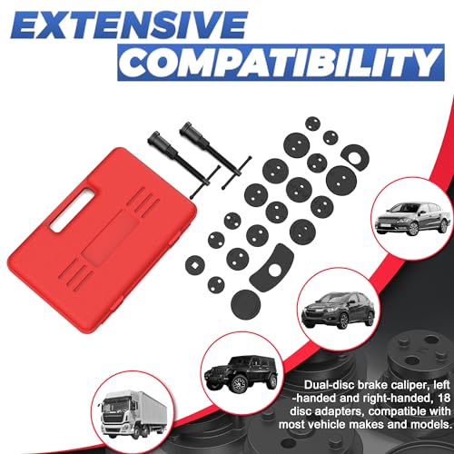 Heavy Duty Disc Brake Piston Caliper Compressor Wind Back Tool Universal Sets for Brake Pad Replacement with Hanger Hooks-28 Pieces - color: Red Black