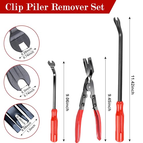 7 Pcs Auto Trim Removal Tool Kit - Plastic Trim Removal Pry Tool with Panel Clip Removal Pliers, Trim Removal Tools for Car Body Upholstery Door Clips Panel Dash, Fastener Remover Clip Pliers
