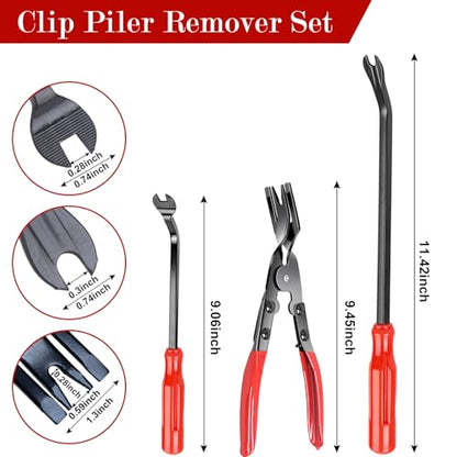 7 Pcs Auto Trim Removal Tool Kit - Plastic Trim Removal Pry Tool with Panel Clip Removal Pliers, Trim Removal Tools for Car Body Upholstery Door Clips Panel Dash, Fastener Remover Clip Pliers