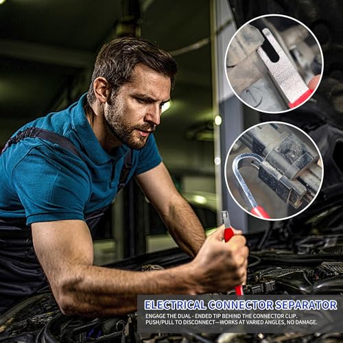 Electrical Disconnect Pliers for Cars 5-Piece - Electrical Connector Disconnect Tool Set, Automotive Plug Connector Separator Removal Tool & Hose Clamp Pliers(large Straight+60 Degree)
