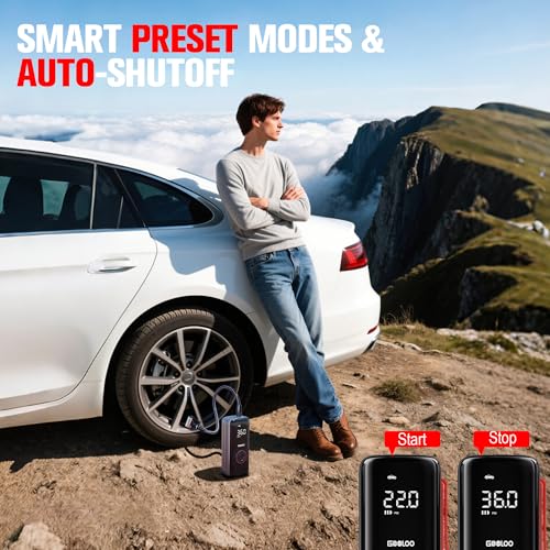 GOOLOO A6 Lite 160PSI Tire Inflator Portable Air Compressor, 7500mAh Portable Tire Inflator for Car Portable Air Pump with Tire Gauge Pressure & LED Light Air Pump for Car