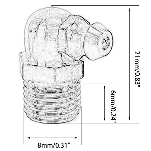 M8 x 1mm Metric Thread 90 Degree Angled Brass Hydraulic Zerk Grease Nipple Fitting，PACK OF 10 - size: M8x1/90 Degree Angled