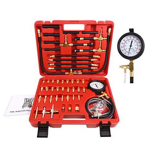 BETOOLL Pro Fuel Injection Pressure Tester Kit Gauge 0-140 PSI with 9.49,7.89,6.30 Fuel Line Fittings - size: Pro Fuel Pressure Tester Kit
