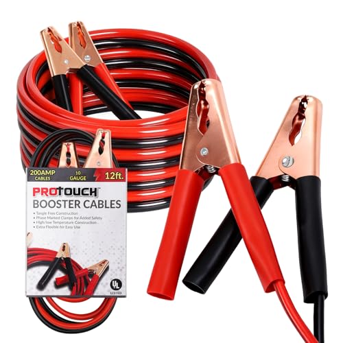 12FT 10 Gauge Jumper Cables for Car, SUV and Trucks Battery, Heavy Duty Automotive Booster Cables for Jump Starting Dead or Weak Batteries with Carry Bag