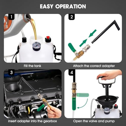 AIGMISON 3L Transmission Fluid Pump, Transmission Fluid Hand Pump Automotive,Transmission Oil Pump, Manual Automotive Oil Filling System,Fluid Transfer Pump with 12 pcs ATF Adapters - color: B