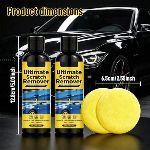 Scratch Remover for Vehicles, Car Scratch Remover Kit with Sponge, Upgrade Car Scratchs Remover for Deep Scratches in 60 Seconds, Quick Fix Removal Paste for Repair Scratche and Restore Shine (2pcs)