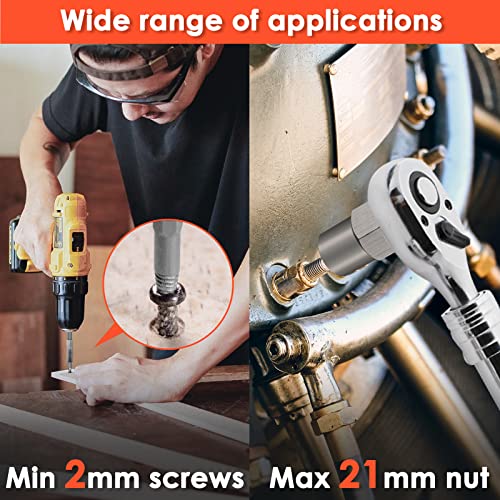39-Piece Damaged Screw Extractor Set with 3/8" Drive Bolt Extractor Kit | for Damaged, Rusted, Rounded-Off, Stripped Fasteners, 2-21mm, Cr-Mo Steel & HSS 6542, Reverse Spiral Flute, Storage Case