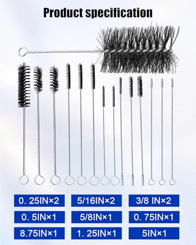 61820 Engine Brush Kit, 12 Pcs | Include 0.25/5/16/3/8 Inch 0.5/5/8/0.75/8.75/1.25/5 Inch