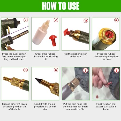 Tire Repair Kits, Tire Pluger Motorcycle Tubeless Vacuum Tire Plugger Repair Tool Kit with 32PCS Rubber Plugs Tire Plug Gun Kit with Mushroom Plug for Motorcycle Dirt Bike ATV Lawn Mower