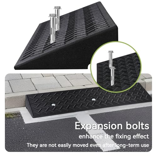 TNMT 2 Pack Curb Ramps for Driveway, 3 1/8" Height Rise Rubber Threshold Ramp for Wheelchair 3300 lbs Capacity, Shed Ramps for Riding Mower, Garage Ramp for Motorcycle, Loading Dock - size: 3 1/8" Rise