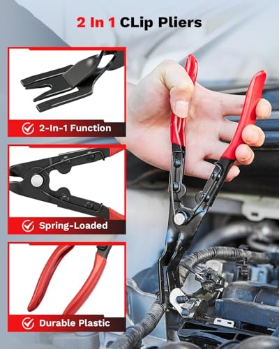 5PCS Electrical Disconnect Pliers Electrical Connector Removal Tool – Automotive Hose Clamp Tool Set for DIY Car Owners, Safe Electrical Connector Removal, Tight Engine Bay Repair & Maintenance