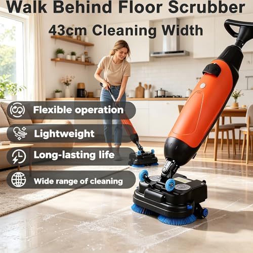 Cordless Mini Floor Scrubber, Portable Hard Floor Cleaner with 90-120 Min Battery Life, Efficient Carpet Extractor for Home and Car, Professional White Cleaning Machine