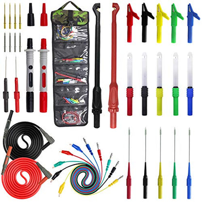40-in-1 Multimeter Back Probe Test Lead and Test Probe Kit for Electronic Specialties Automotive| Wire Piercing Probe with Screw Thread | Multi-Type Back Probe Set | Alligator Clips