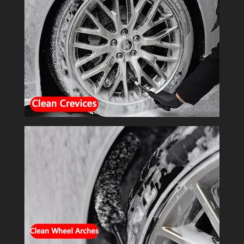 Bendable Wheel Cleaner Brush, Soft Rim Cleaning Brush, Non-Slip Long Handle, for Wheels, Rims, Small Slots & Brake Dust Crevices(Medium) - size: Medium